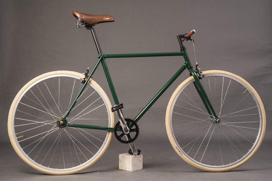 Bici urban single speed verde inglese